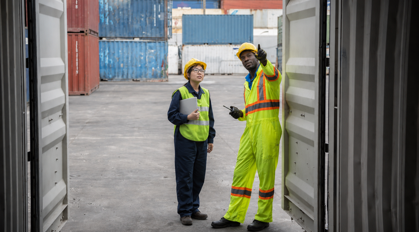 Verification work in a logistics and container yard