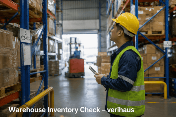 Warehouse inventory check documented for supplier verification
